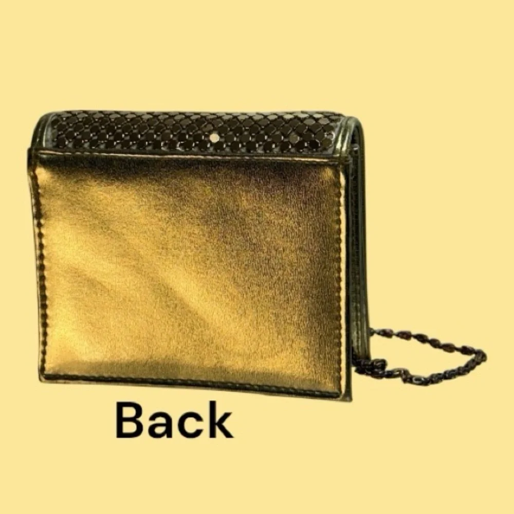 Gold Metallic Sparkle Square Clutch Bag with Shoulder Strap